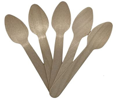 Biodegradable Wooden Teaspoons - Pack of 100