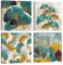 Artscope Stampe e Quadri su Tela 4 pz. Foglie di Ginkgo Biloba Immagine Fotografia Murale Tela Wall Art Bel Regalo per Home Decor Ristorante Cucina Regalo di Anniversario Compleanno 30x30CM