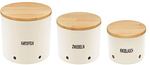 Magu Natur-Design Kartoffeltopf Zwiebeltopf Knoblauchtopf Beige aus einem Polymer aus natürlichen Materialien Vorratsbehälter