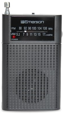 Emerson ER-7000 Portable AM/FM Radio with Built-in Speaker, Easy-Tuning Dial, Compact Design, and Headphone Jack – Ideal for Listening to Music, News, and Talk Shows at Home or On-The-Go