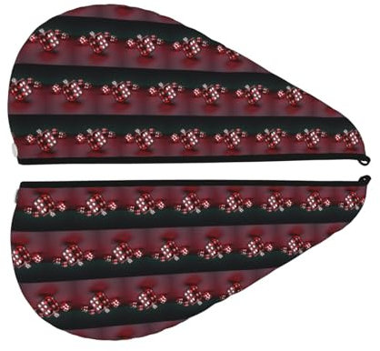 YoupO Asciugamano per capelli con stampa di dadi rossi, asciugamano in microfibra super assorbente, turbante per capelli ricci lunghi e spessi