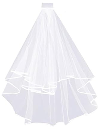 Visxcnu Velo Novia Blanco Velo de Novia,de 2 Niveles con Peine Velo Simple Velos de Fiesta con Peine Velo de Tul Nupcial para Despedida de Soltera Decoración de Fiesta