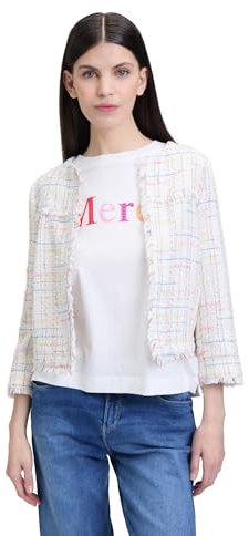 Cartoon Damen Tweedblazer mit Fransen 38, Cream/Orange