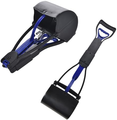 1ABOVE Heavy Duty Portable Pooper Scooper for Dogs and Cats, Foldable Pooper Scooper, Ergonomic Design Shovel Long Reach Dog Waste Scoop Pickup Remover Easy Squeeze Trigger