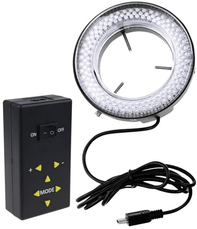 TEKCOPLUS 144 makro LED-ringblixt och ringlampa 4-zoners ringljus mikroskop kamera foto video 198 mm utsida 61 mm inre 2000Lux 6400K vitt ljus