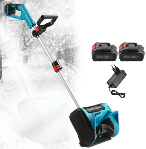 Barredora De Nieve Inalámbrica, Lanzador De Nieve De Empuje Manual Eléctrico, Palanca De Operación Retráctil De 93 Cm-125 Cm, ​​Adecuado para Varios Escenarios para Limpiar La Nieve, con 3000r/min