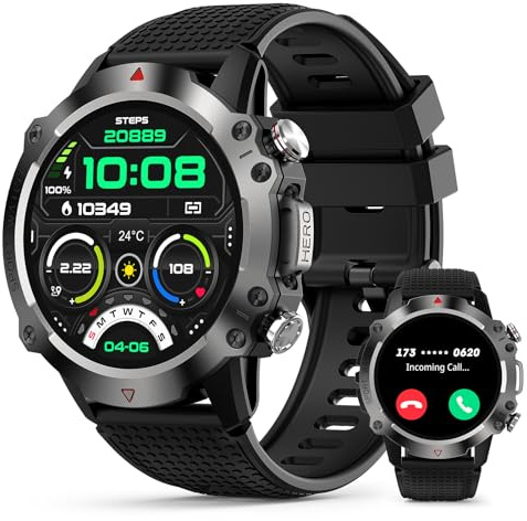 GedFong smartwatch uomo con funzione telefonica, touch screen fitness tracker da 1,39, 450 mAh, orologio fitness da uomo per Android iOS con 100+ modalità sportive, contapassi, monitor del sonno per