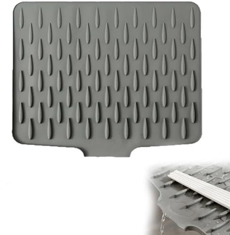 Silicone Dish Drying Mat, No-Spill Silicone Worktop Saver – Heat-Resistant & Non-Slip Mat for Drip-Free Drying, Folding Draining Board Mat for Kitchen Counter, Sink, Table, Refrigerator (1PC, /)