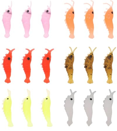 Briny River 60x Esche Da Pesca In Silicone Morbido Per Gamberetti Gamberetti Luminosi Per La Pesca In Acqua Dolce 2,8 Cm 0,3 G