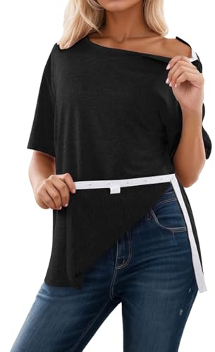 Chemise Post-épaule Chirurgie pour Femme Complète avec Fermeture à Pression Bras épaules Vêtements de Loisirs T-Shirt à Manches Courtes Vêtements de Chimio Détachables