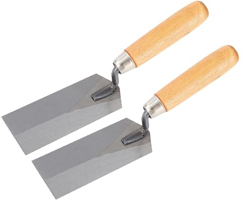 LSGZJZY Steel Masonry Margin Trowel, 5 x 2 Inch Blade, Wooden Handle, Professional Construction Tool for Bricklaying and Concrete Work.(2 Pack)