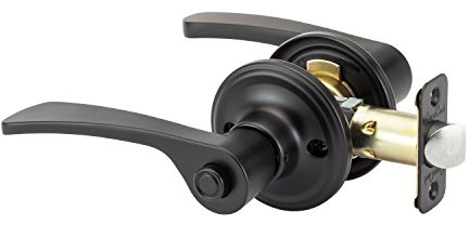 Copper Creek KL2231BC Scandinavian Push Button Privacy Kash Non-Handed Lever, Black