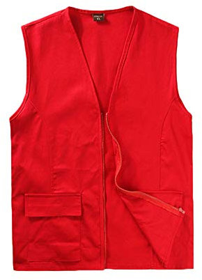 DianShaoA Supermarkt Freiwillige Reißverschluss Weste Aktivität Ärmelloses Tops Rot XL