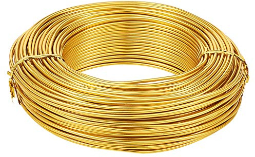 PandaHall - Filo in alluminio per lavori artigianali, 12 gauge, flessibile, per lavori fai da te, manuali, creazione di gioielli (oro)