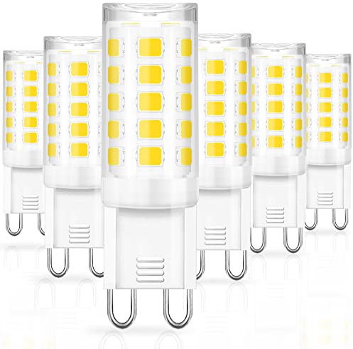 winshine G9 LED Bulb, 4000K Natural White Bi Pin Base 4W 40W Halogen Equivalent G9 Base, LED G9 Light Bulb for Crystal Chandeliers, 360 Degree Beam Angle 400LM for Home Lighting, Non-dimmable 6 Pack