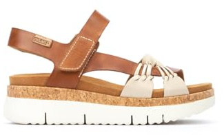 Pikolinos Sandalias cuña en Cuero Palma para Señora Color Marfil-Bra