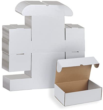 RLAVBL 25 Stück weiße Versandkartons mit den Maßen 22,9 x 15,3 x 7,7 cm für den Versand von Gegenständen, Spielzeug und Geschenken