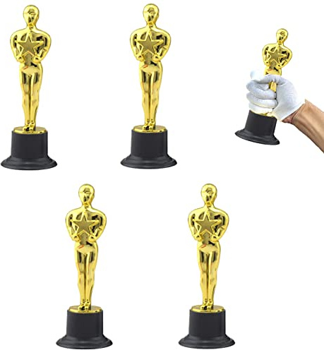 Eterspr 4 Piezas Trofeos de Oro, Molde de Trofeo de Oro, Plástico Trofeo, para Ceremonia de Entrega de Premios, Premios de Fiesta, Celebración Deportiva