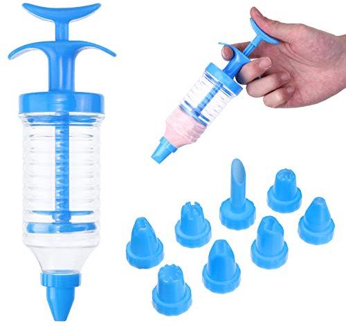 Siringa per Dolci con 8 Beccucci, Siringa Decoratrice per Pasticceria Professionali DIY Pasticceria Decorazione Siringa in Plastica per Decorazione Pasticceria, Cupcake, Muffin, Dolci e Biscotti, Blu