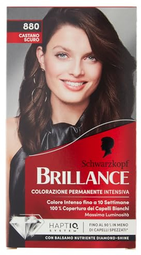Schwarzkopf, Brillance Permanente Färbung, Haarfarbe, Intensive Colorationscreme mit Diamond Shine Pflegespülung, Abdeckung für weißes Haar, Farbton 88 Dunkelbraun