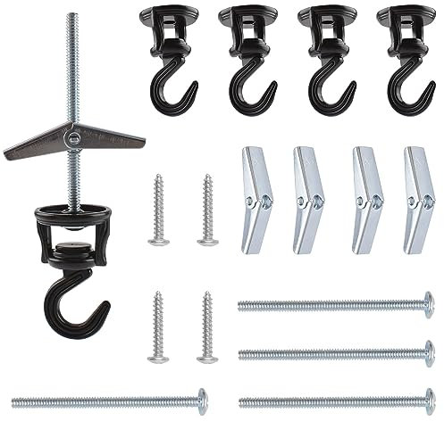 INCREWAY Drehbarer Deckenhaken, schwarz, strapazierfähig, drehbar, Deckenhaken, Swag Lampenhaken zum Aufhängen von Pflanzen, Kronleuchter, Korb, 4 Stück