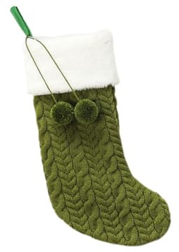Ciieeo Cable Knit Christmas Stockings Xmas Letter Stockings Knitted Wool Hair Ball Sock for Christmas Tree Holiday Party Hanging Sock
