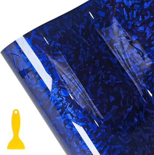 Wellzenith Geschmiedete Carbon Folie,150 * 30cm Selbstklebend Autofolie aus Vinyl,Forged Carbon Folie Vinylfolie (Blau)