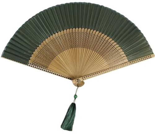 Elnwnnkc Abanico plegable de seda y bambú suave y cómodo hecho a mano de madera china