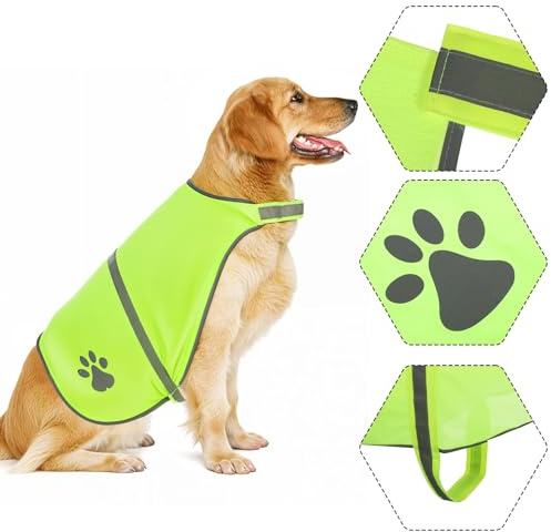 Dog Reflective Vest, High Visibility Fluorescent Yellow Vests, Windproof Elastic Straps & Secure Clasp Jackets, Lightweight Fit for Dog Owners/Hunters/Pet Trainers (Hunting, Hiking & Outdoor, Rescue)