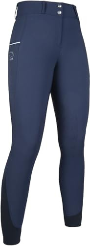 HKM Women's Comfort Flo Style Si. Knee Patch Riding Breeches, Deep Blue, 28