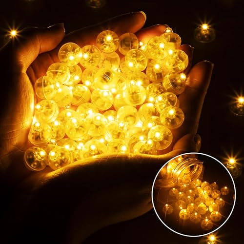 Roselee Mini Led Palloncini Luci Giallo, 100pezzi Mini Lampada Led Palloncini Luci Rotondo Lanterne per Festa di Compleanno, Matrimonio, Halloween, Decorazione Natalizia