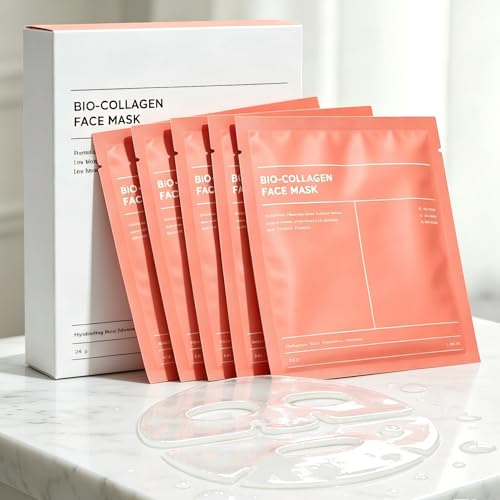 YZ&YL Bio Collagen Face Mask Overnight for Glass Skin Glow, 34g x 5pcs