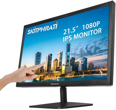 SKitphrati 21.5 Inch Touchscreen Monitor FHD 1920x1080p IPS Screen, VESA Support, 10-Points Computer Touch Screen PC Display with Type-B HDMI VGA Port, 75Hz Desktop Touch Display, Black