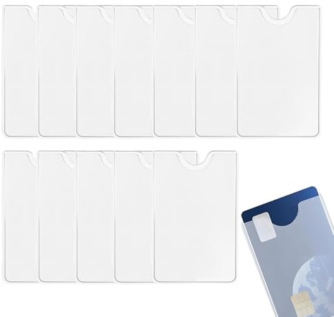 FIMWOLZ 12 x Étui Rigide Transparent pour Cartes Protection des Cartes Housse de Carte Bancaire et de Crédit pour Carte EC, Cartes de Banque et Scheckkarten pour Votre Portefeuille (Transparent)