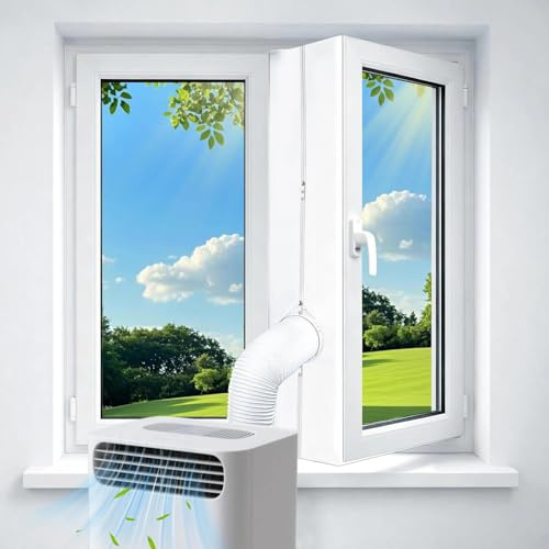 Kit Ventana Aire Acondicionado Portatil, Sello de Ventana Universal 400CM con Doble Cremallera, Sellado Ventana Aire para Acondicionado Móvil y Secadoras, Fácil de Instalar