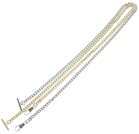 UKCOCO Catenina per Orologio da Taschino in Ferro Argento 2 Pezzi con Clip e Design Brillante Stile Retrò Resistente e Non Facile da Rompere per Uomo e Donna