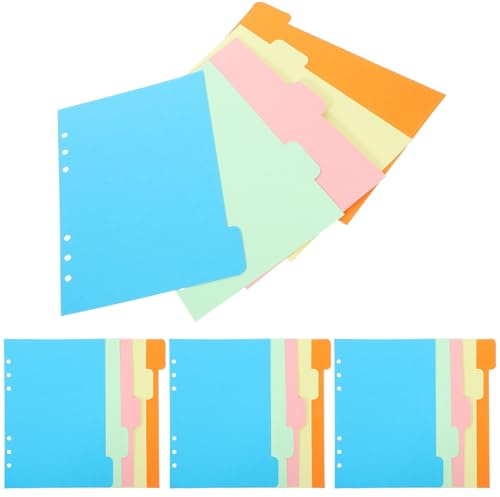 BUTIFULSIC 15 Pezzi Divisori per Quaderno A5 in Carta Colorata 6 Fori, Indici per Raccoglitori ad Anelli, Separatori per Ufficio e Casa, Facilità di Consultazione e Ricerca