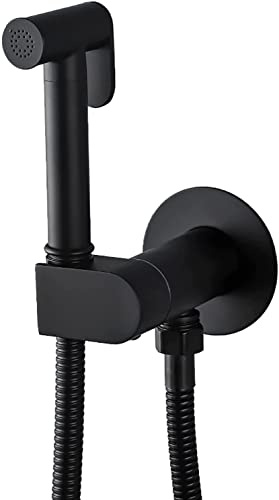 1 handhållen bidéspruta for toalett Varmt kallvatten Mässing väggmonterad kit | Högtryckshandhållen spruta for personlig hygienrengöring babyblöja och husdjurstvätt(Black)