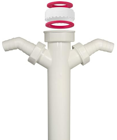 Schläfer 439002|Canotto Sifone Scarico Lavello di Bagno, Cucina e Lavanderia, Doppio Attacco per Collegamento Scarico Lavatrice, Lavastoviglie, Tubo Regolabile con Raccordo Universale 1 1/2 e 1 1/4