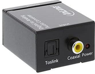Inline 65002 Convertitore Audio (da Digitale ad analogico, Toslink/Cinch-in, 2X Cinch-out Stereo) Nero