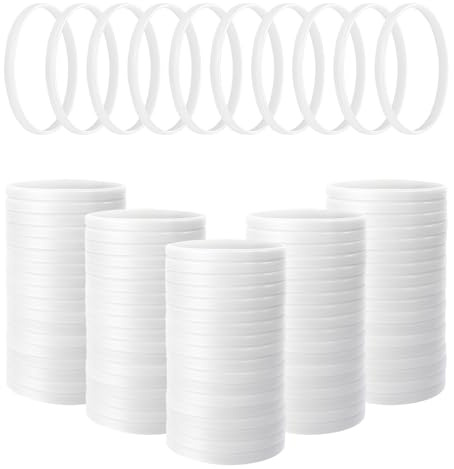 GOGO 100 st tunna silikonarmband för vuxna, 1/5 tum breda gummiarmband - vit