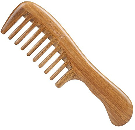 Breezelike Hair Comb for Women, Wooden Wide Tooth Comb for Detangling