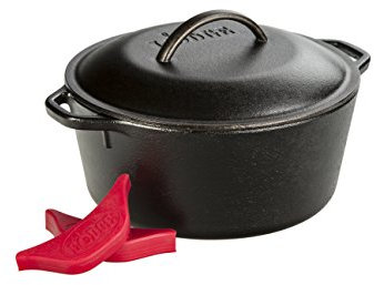 Lodge Cast Iron Serving Pot L8DOL3HH41PLT Serviertopf aus Gusseisen, Schwarz/Rot