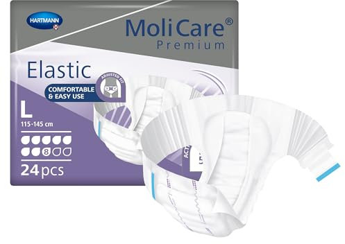 MoliCare Premium Elastic Slip: bei schwerer Inkontinenz für Frauen und Männer; 8 Tropfen, Gr. L, (115-145 cm Hüftumfang), 3x24 Stück