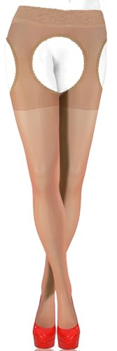 Sesto Senso Sexiga strumpebandsstrumpor 15 Den Strip trosa spets strumpeband bälte stoppar tights, Vision, M