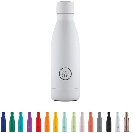Cool Bottles - Botella de Agua de Acero Inoxidable - 350 ml - Mono White - 25,10 x 7 cm - Botella Térmica Hermética - Bebidas Frías 36 Horas y Calientes 18 Horas - Triple-CoolTechnology - Libre de BPA