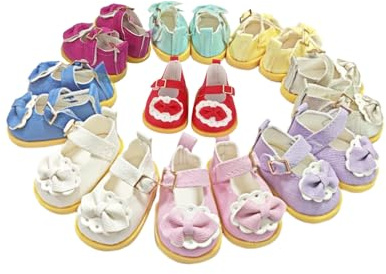 MSYO 14 Inch Doll Shoes 6-Pack–Cute Bow Doll Shoe Collection for Girl Dolls,10 Style Options (Random 6 Pairs),Fashion Doll Accessories Gift for Kids,Granddaughter,Birthday & Role Play