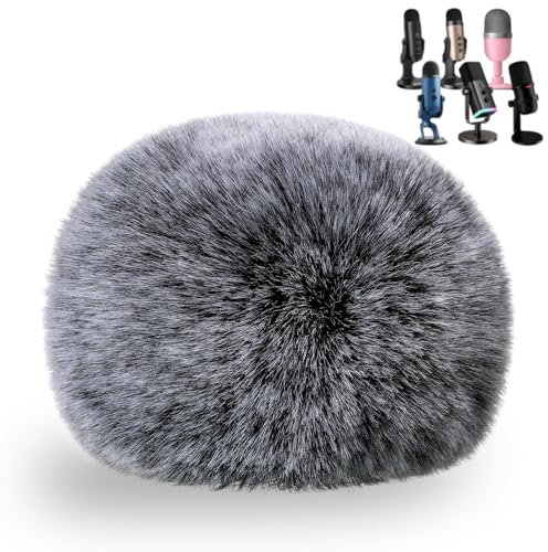 zealsound Furry Mic Cover for Blue Yeti/Yeti Pro/Razer Seiren Mini k66, Microphone Pop Filter with Furry Wind Muff, Microphone Muffler Shield Protection, Black