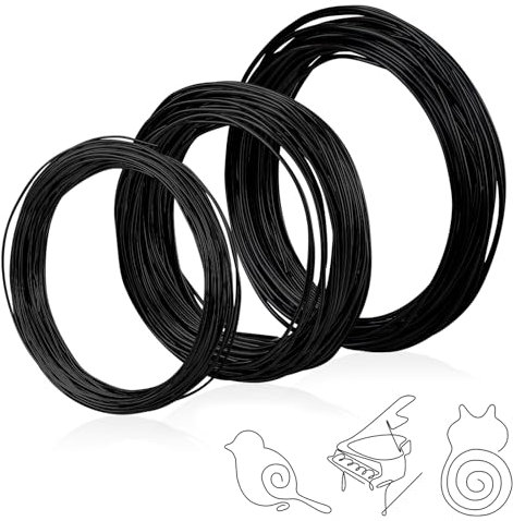 Giantree 3 Rollen Basteldraht,Basteldraht Schwarz Schmuckdraht Rostfrei Aluminiumdraht Metalldraht Modellierdraht Für DIY Skulpturen Dekoteile Kranzherstellung,1 mm 1.5 mm 2 mm,10 m/Rolle