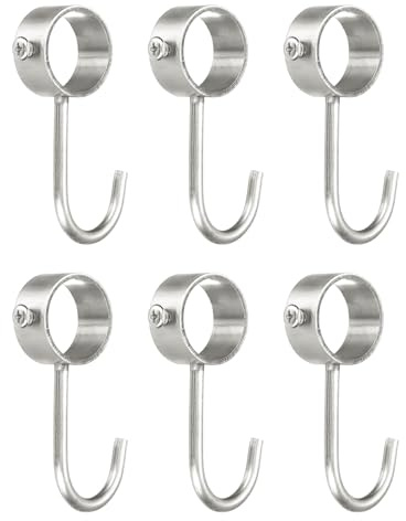 QUARKZMAN 6pz Ganci Aste Tubi, Acciaio Inossidabile 25mm/0.98, Diametro Interno Regolabile Ganci per Aste per Armadi Ganci Appendiabiti per Vasi Appesi per Guardaroba, Argento